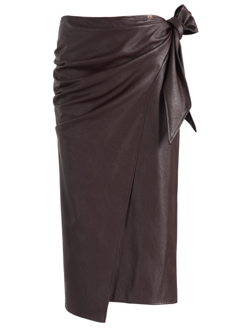 Gonna Elisabetta Franchi in similpelle color cioccolato