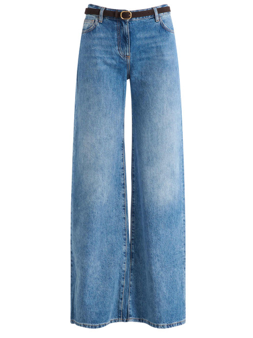 Jeans Elisabetta Franchi in denim blu con cintura