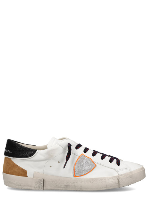 Sneaker Philippe Model Prsx in pelle bianca, nera e cognac