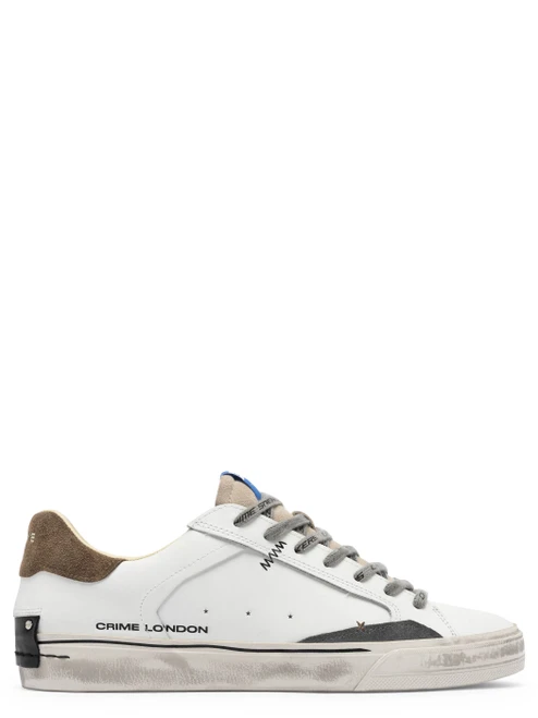 Sneaker Crime London Deconstructed in pelle bianca e beige 