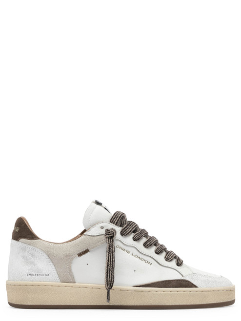 Sneaker Crime London Chelsea in pelle bianca e marrone 