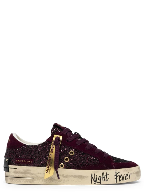 Sneaker Crime London Sk8 in glitter bordeaux