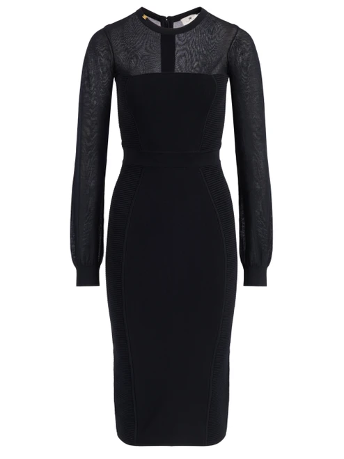 Abito midi Elisabetta Franchi in maglia nera 3D 