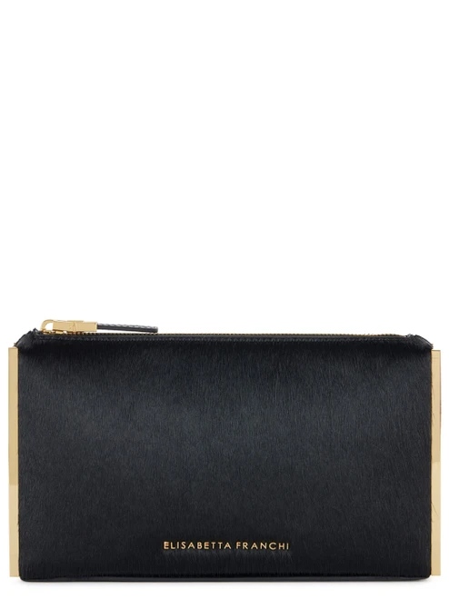 Clutch Elisabetta Franchi in cavallino nero