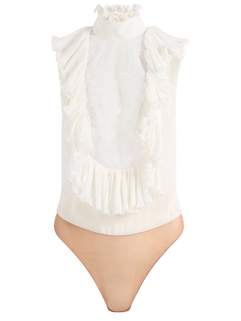 Body Elisabetta Franchi in georgette e pizzo bianco