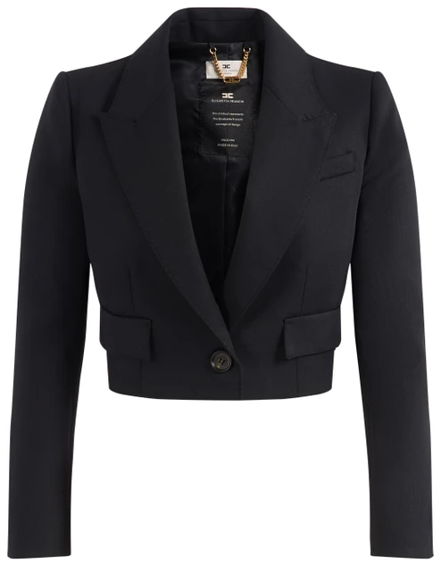 Giacca crop Elisabetta Franchi in lana nera