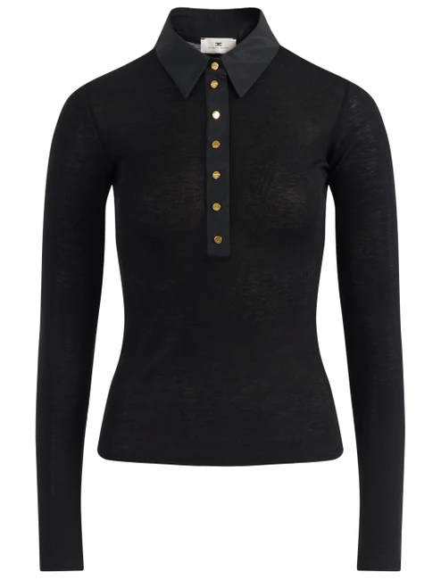 Polo Elisabetta Franchi in maglia e taffettà nero 