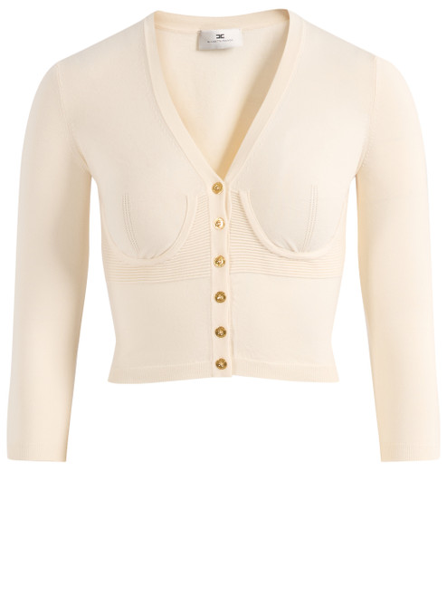 Cardigan bustier Elisabetta Franchi in maglia burro