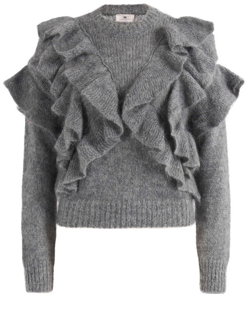 Pullover Elisabetta Franchi in mohair grigio mélange