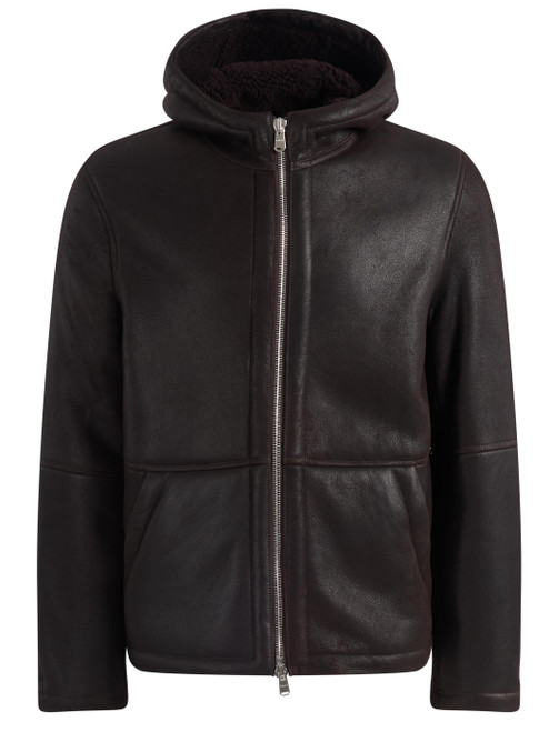 Giacca shearling Dondup in pelle color cioccolato