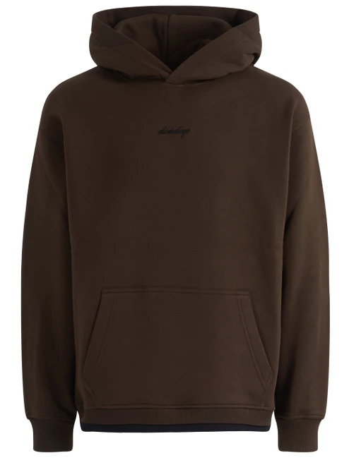 Felpa Dondup in cotone marrone con cappuccio e logo nero