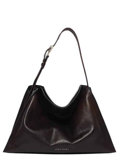 Borsa Orciani Trinity Lagoon Midi in pelle testa di moro