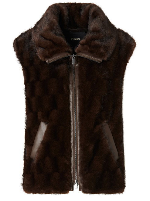 Gilet Pinko Glossina in similpelliccia marrone