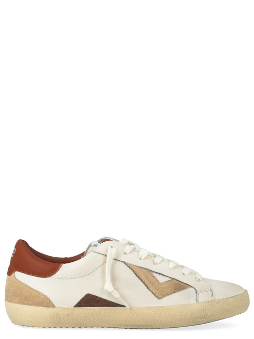 Sneakers 4B12 Suprime U7008 in pelle bianca e beige