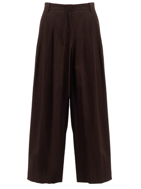 Pantaloni 'S Max Mara Smalpino in misto cotone marrone