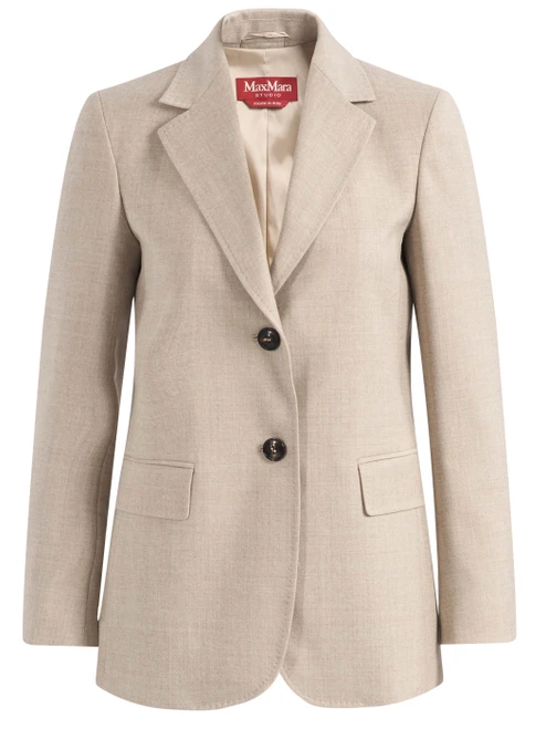 Blazer Max Mara Studio MstEdito in flanella di lana beige
