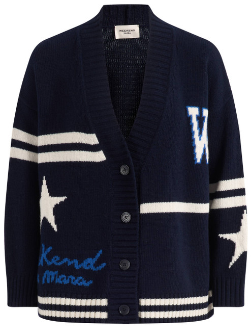 Cardigan Weekend Max Mara Wkdbelgio in lana blu marino
