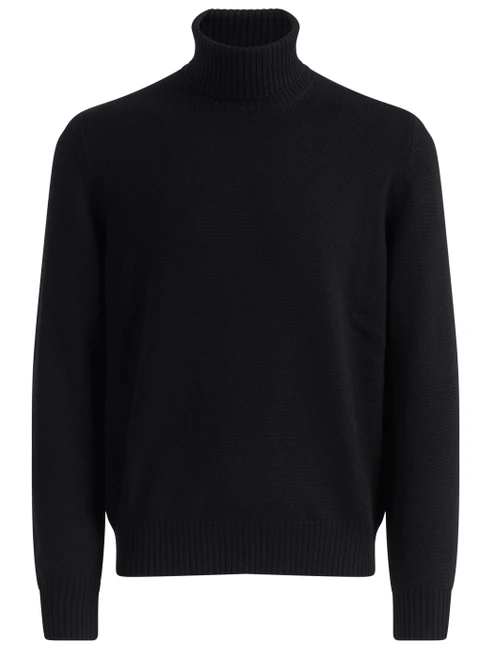 Maglione dolcevita Gran Sasso in lana merino nero