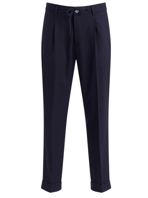 Pantaloni Gran Sasso in lana blu con pince