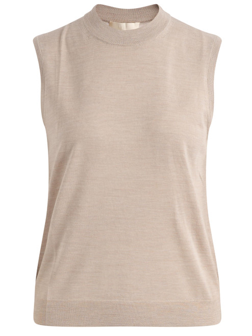 Maglia smanicata Eleh in lana beige