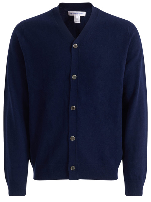 Cardigan Comme Des Garçons in lana blu