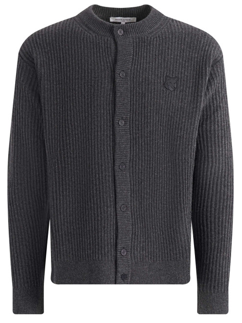 Cardigan Maison Kitsuné in lana antracite