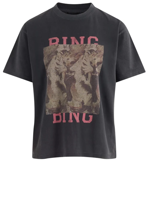 T-Shirt Anine Bing Cade Tiger in cotone nero