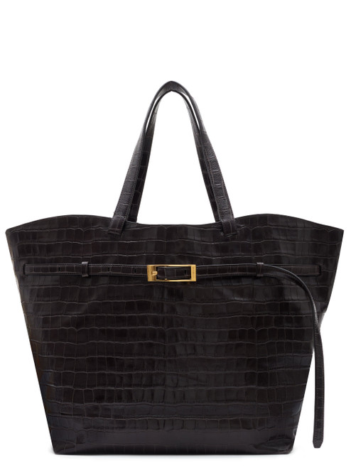 elly tote ambossed dark brown 1