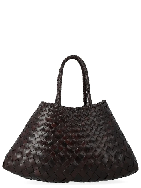 Borsa Dragon Diffusion Santa Croce Small in pelle marrone scuro