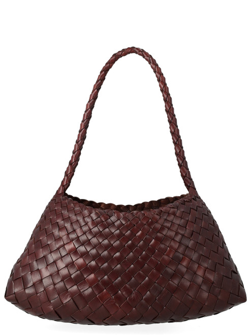 Borsa Dragon Diffusion Rosanna Mini in pelle intrecciata marrone bruciato