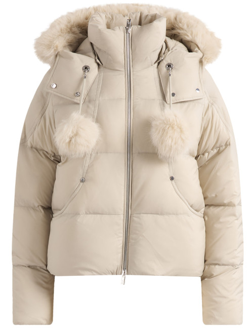 Piumino Moose Knuckles Everest Hooded Down Puffer in nylon beige