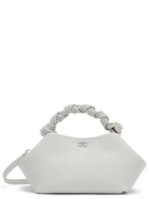 Borsa Ganni Bou Bag Small in similpelle granulata grigia