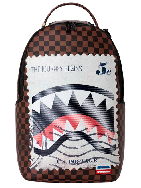 Zaino Sprayground Shark Stamp in pelle vegana marrone