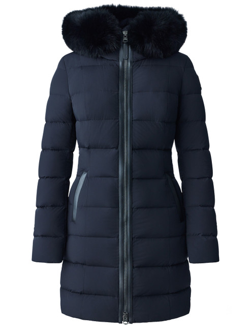 Piumino lungo Mackage Calla-BX in nylon nero con pelliccia 