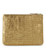 Gold leather Comme des Garçons wallet clutch bag with print