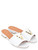Sandale Via Roma 15 aus weißem Nappaleder mit facettiertem Metall-V