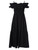 Ganni Vestido midi de algodón negro con volantes