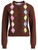 Cardigan Ganni in cotone marrone con stampa Argyle