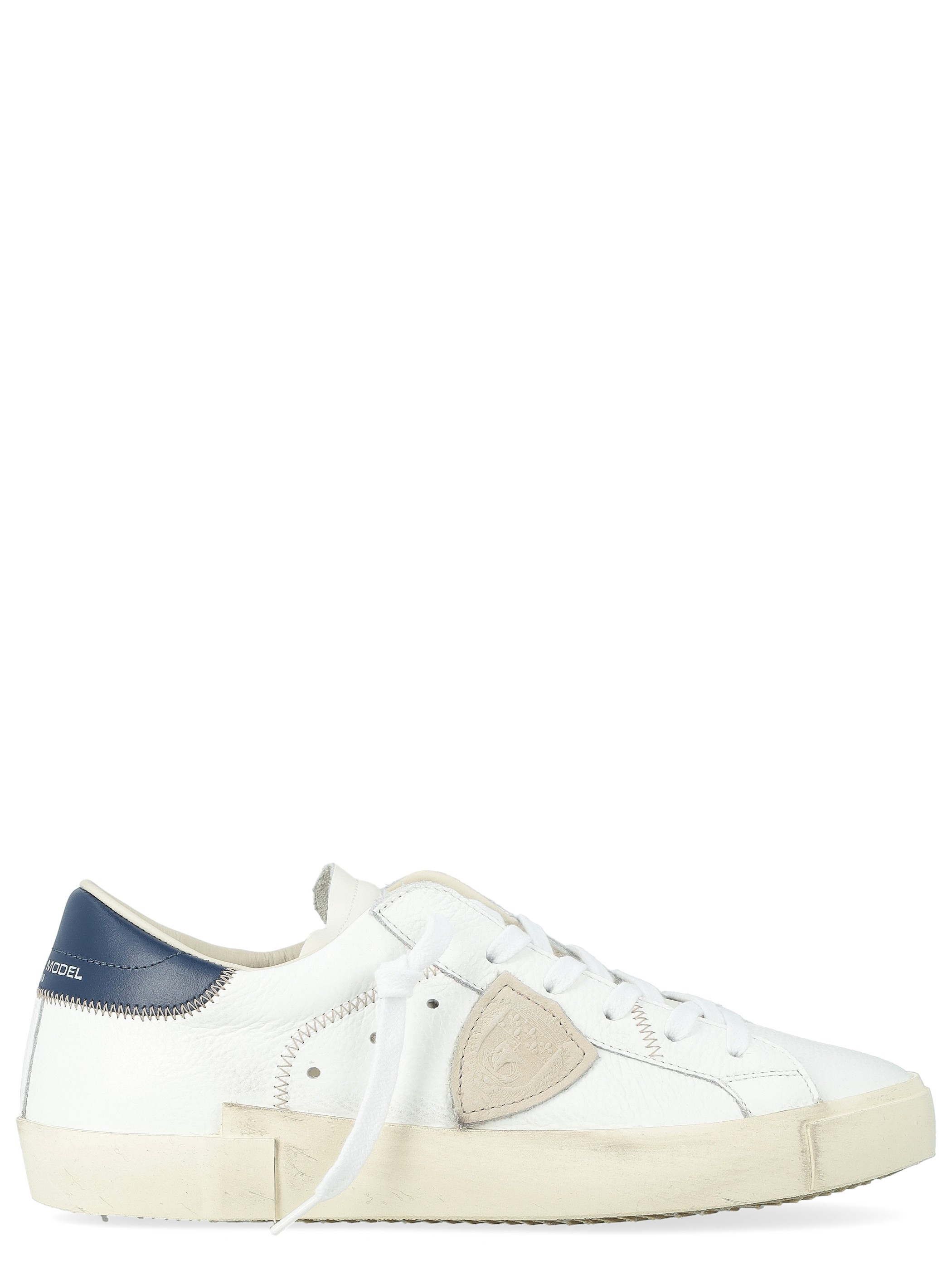Sneaker Philippe Model Prsx in pelle bianca, beige e blu