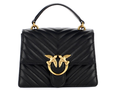 Bag Pinko Mini Love Top Handle Chevron black leather | H-Brands