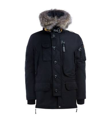 Parajumpers Long Parka in Black with Fur-Trimmed Hood | H-Brands