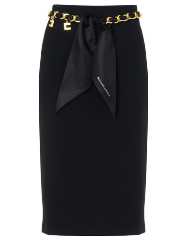 Elisabetta Franchi black midi skirt with scarf belt Elisabetta Franchi black midi skirt with scarf belt