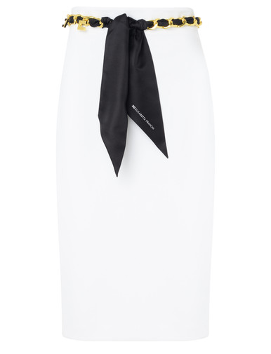 White Elisabetta Franchi midi skirt with scarf