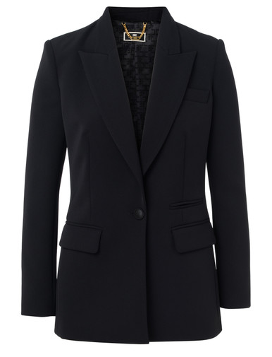 アウターその他 ELISABETTA FRANCHI Women Outer GI14751E2 110 NERO Black Single-breasted jacket Elisabetta Franchi black