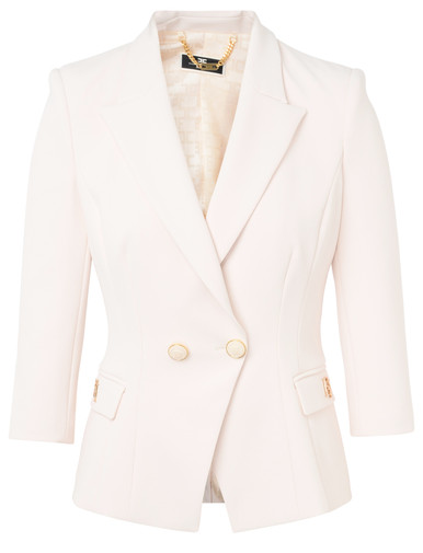アウターその他 ELISABETTA FRANCHI Woman Blazer Butter GI129 E84 Double-breasted jacket Elisabetta Franchi butter color
