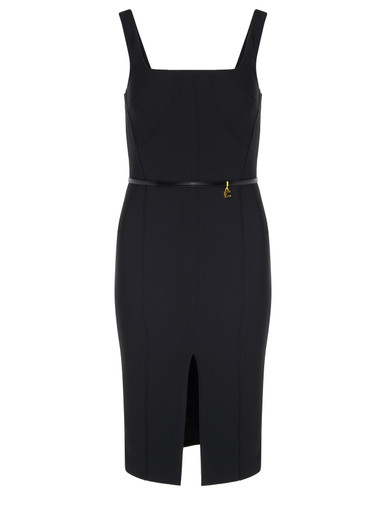 Sheath dress Elisabetta Franchi in black crepe with belt