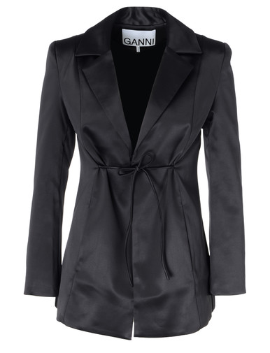 Blazer Ganni in black satin