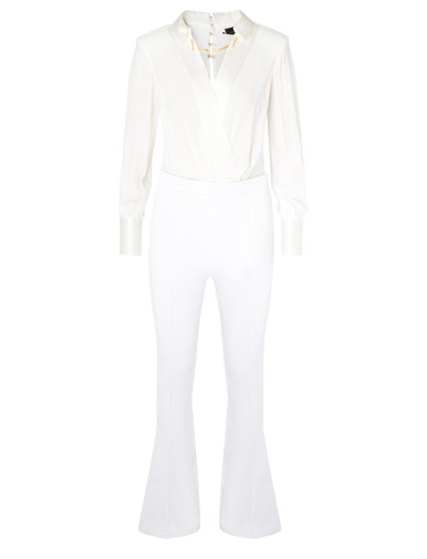 Jumpsuit Elisabetta Franchi in ivory crepe and viscose