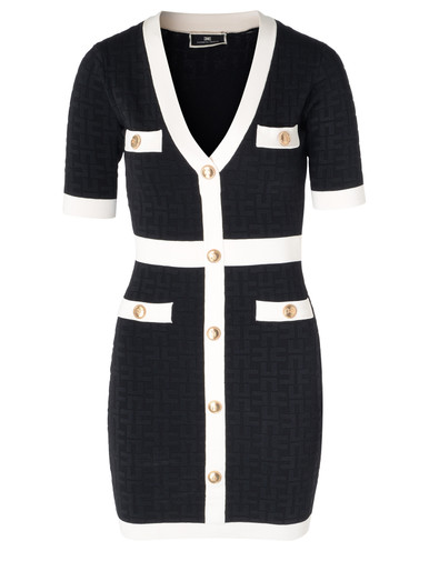 Black embossed viscose minidress Elisabetta Franchi