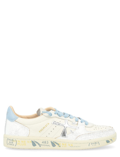スニーカー PREMIATA Women Sneakers BSKTCLAD VAR 6780 WHITE BLUE White Sneaker Premiata Clay 6780 leather used effect